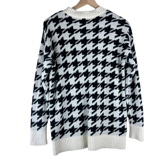 Lou & Grey White Black Houndstooth Crew Neck Tunic Sweater - Picture 6 of 6